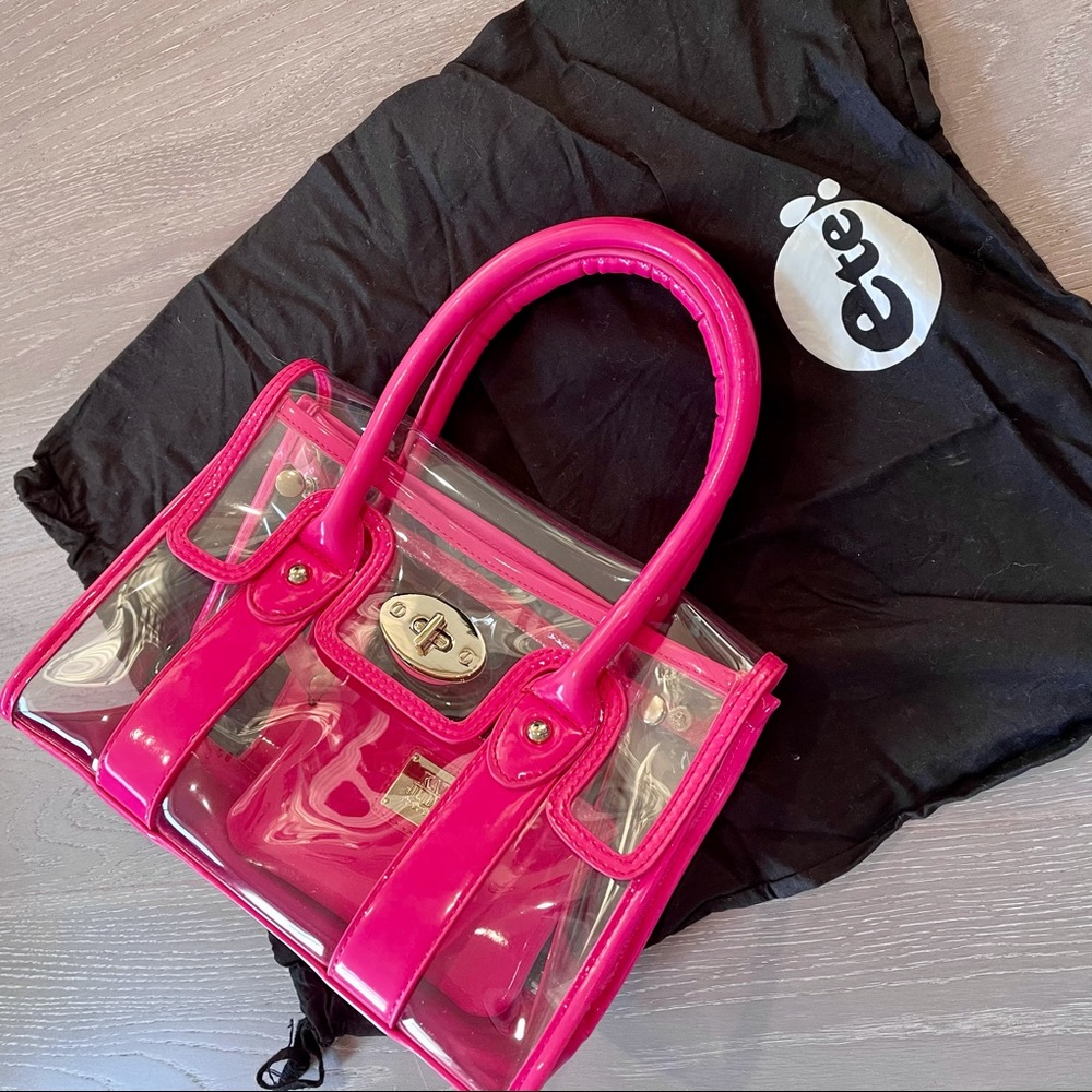 EUC ❤️‍🔥 TRANSPARENT NEON PINK 🩷 handbag handheld bag 🇭🇰i.t Katie Judith